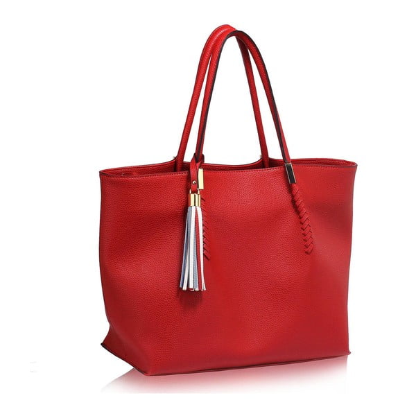Červená kabelka z eko kůže L&S Bags Tassel