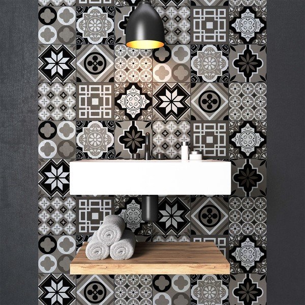 Комплект от 9 стикера за стена Cement Tiles Charltina, 10 x 10 cm - Ambiance-image-2