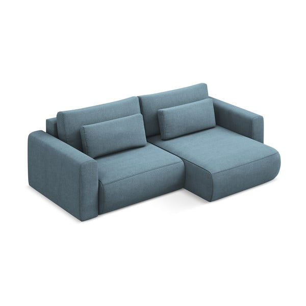 Светлосин разтегателен ъглов диван с място за съхранение (десен ъгъл) Kapua – Makamii-image-2