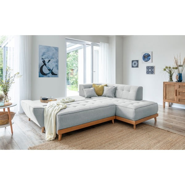 Светлосив ъглов разтегателен диван десен ъгъл Dazzling Daisy - Miuform-image-4