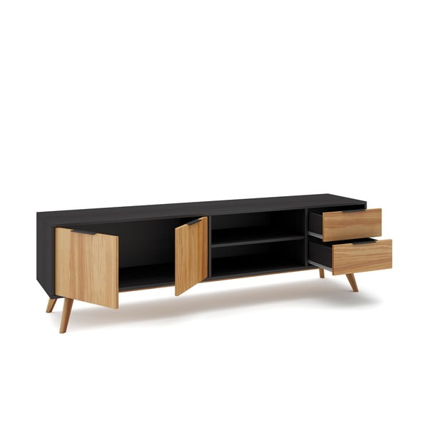 ТВ масичка от черен/натурален бор 180x53 cm Lavis - Marckeric-image-4