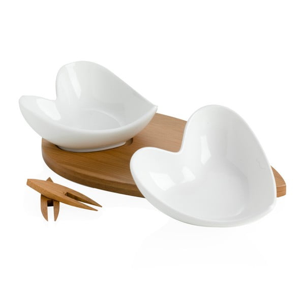 Комплект от 2 купи за сервиране с бамбукова табла и два шиша Coeur Blanc - Brandani-image-2