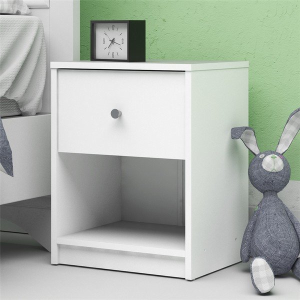 Бяло нощно шкафче с рафтове May - Tvilum-image-1