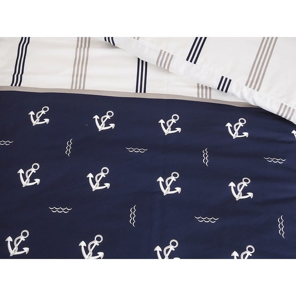 Тъмносиньо крепирано спално бельо за единично легло 140x200 cm Exclusive - B.E.S.-image-3