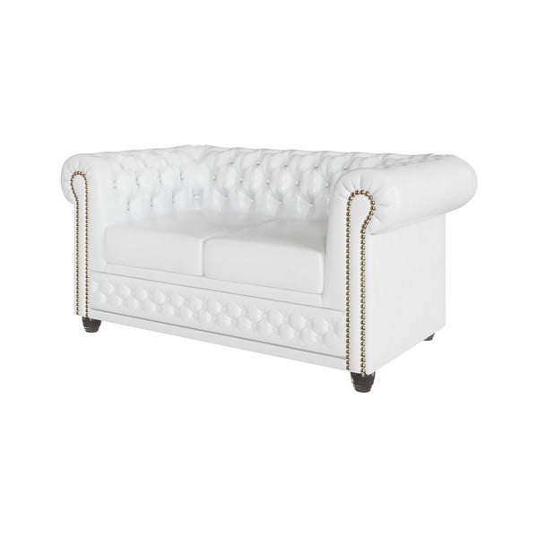 Бял разтегателен диван в имитация на кожа 148 cm York - Ropez