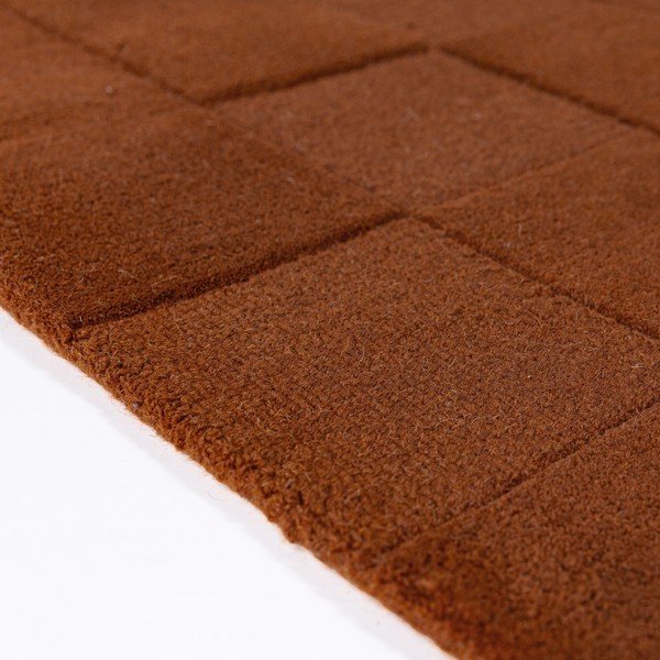 Теракотен ръчно изработен вълнен килим 200x290 cm Checkerboard – Flair Rugs-image-3