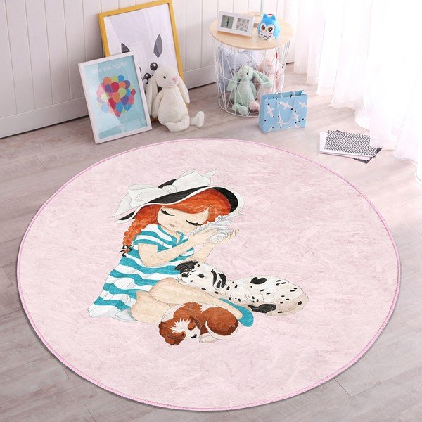 Розов детски килим ø 120 cm Comfort - Mila Home-image-1