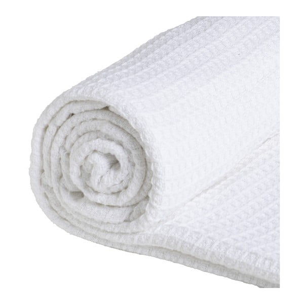 Бяло покривало за легло от рециклиран памук 260x280 cm Honeycomb – Ixia-image-2