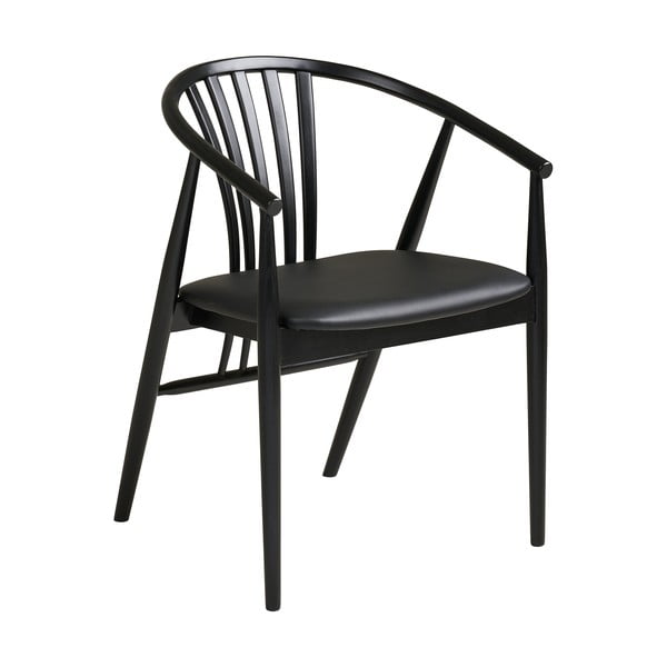 Черен трапезен стол с подлакътници от масивен бук Agustin – House Nordic