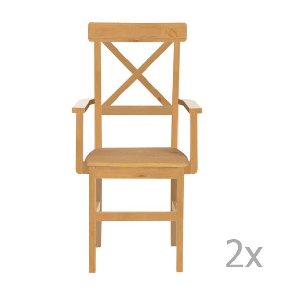 Sada 2 jídelních židlí z borovicového dřeva s područkami  Støraa Nicoline