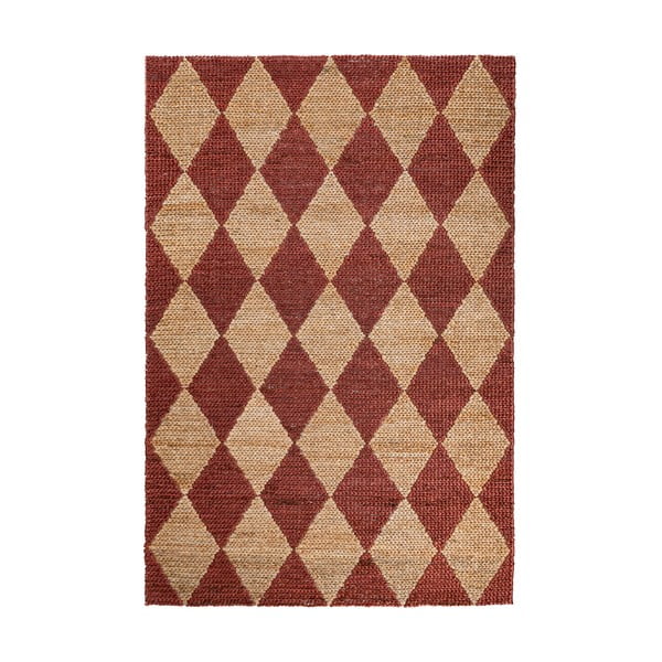 Теракотен ръчно изработен килим със смес от юта 120x170 cm Effie Diamond – Flair Rugs