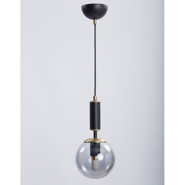 Черно-сива висяща лампа със стъклен абажур ø 15 cm Hector - Squid Lighting
