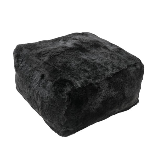 Kožešinový puf s krátkým chlupem Blacky Brown, 60x60x30 cm