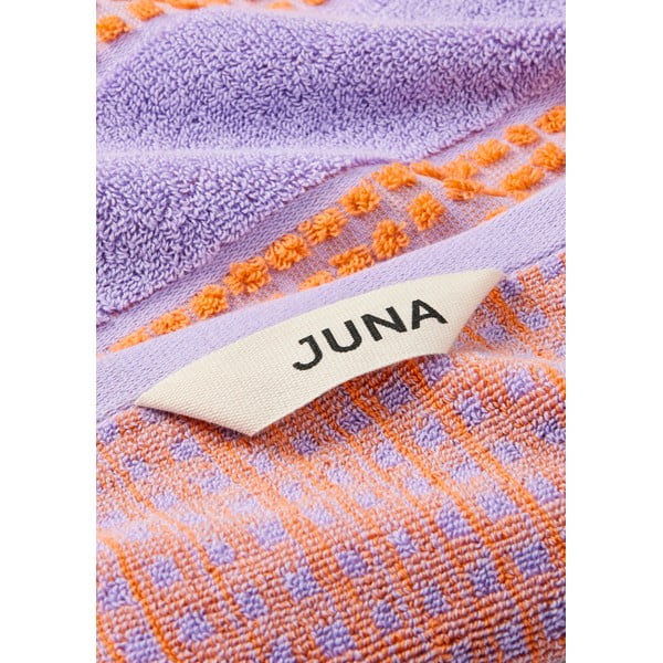 Кърпа от органичен памук в оранжево-лавандулово 50x100 cm Check - JUNA-image-1