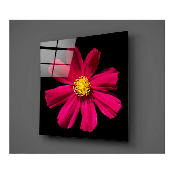 Черна и червена стъклена картина Flowerina, 30 x 30 cm - Insigne
