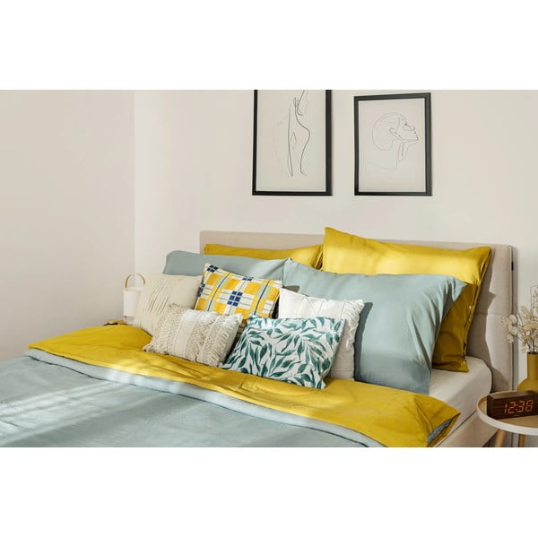 Бежово тапицирано двойно легло с решетка 160x200 cm Elyna - Bobochic Paris-image-4