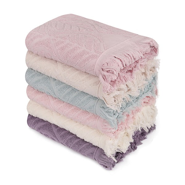Комплект от 6 цветни кърпи от чист памук, 50 x 90 cm - Soft Kiss