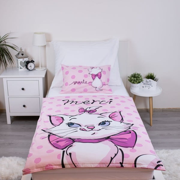 Розово памучно детско спално бельо 100x135 cm Marie Cat "Merci" – Jerry Fabrics-image-1