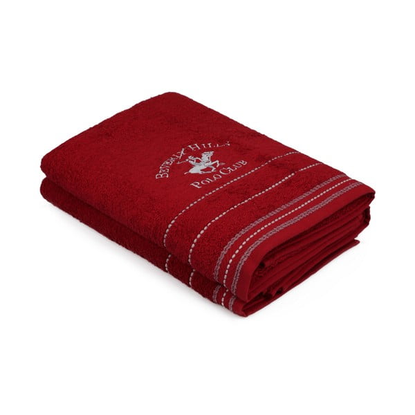 Комплект от 2 червени кърпи Polo Club, 70 x 140 cm - Beverly Hills Polo Club