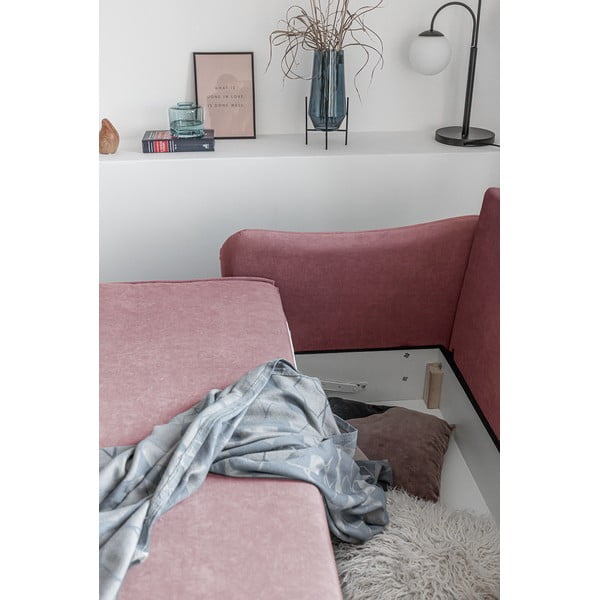 Розов кадифен разтегателен диван Tender Eddie - Miuform-image-1