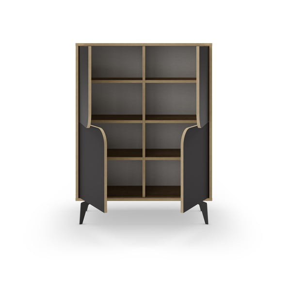 Шкаф в дъбов декор в черно-натурален цвят 90x120 cm Nola - Marckeric-image-4