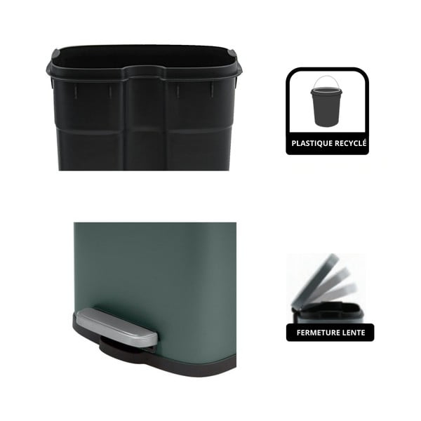 Тъмнозелено стоманено кошче за боклук с педал 5 l   Akira – Spirella-image-3