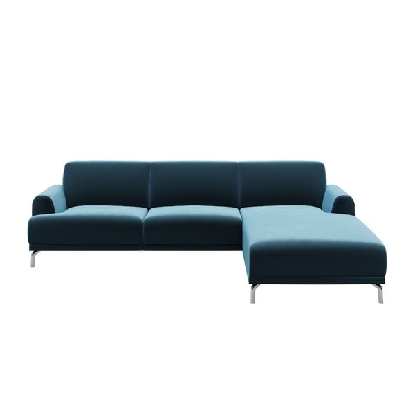 Ъглов диван от синьо кадифе , десен ъгъл Puzo - MESONICA