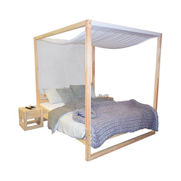 Дървено двойно легло Baldee Bella Natural, 200 x 190 cm - Benlemi-image-2