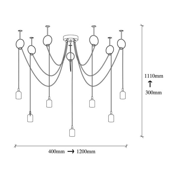 Черно висящо осветително тяло за 7 крушки Sirin - Opviq lights-image-3