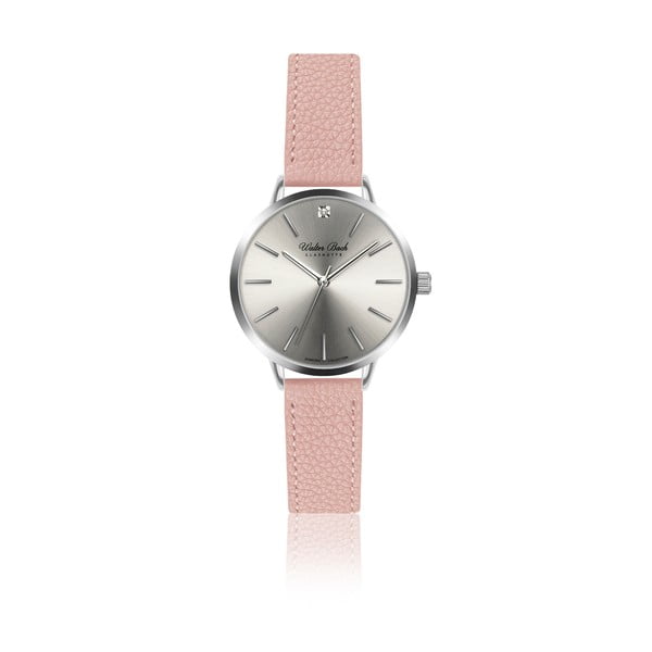 Дамски часовник с 1 диамант и каишка от естествена кожа в розово Diamond - Walter Bach