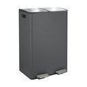 Тъмносиво стоманено кошче за боклук 2x30 l за рециклиране с педал   Aliya – Spirella