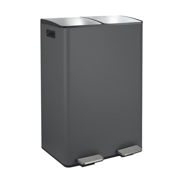 Тъмносиво стоманено кошче за боклук 2x30 l за рециклиране с педал   Aliya – Spirella