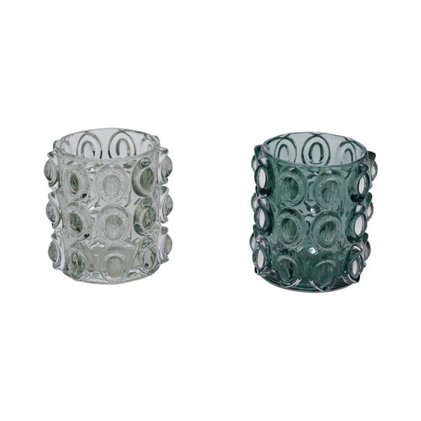 Комплект от 2 зелени стъклени свещника за чаена свещ , ø 10 см - Ego Dekor