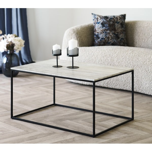 Черна/бежова масичка за кафе от декор от камък 60x90 cm Vita – House Nordic-image-1