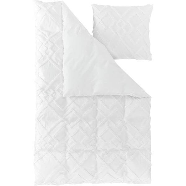 Бяло спално бельо за единично легло от памучен перкал, 155 x 220 cm Faith - Westwing Collection