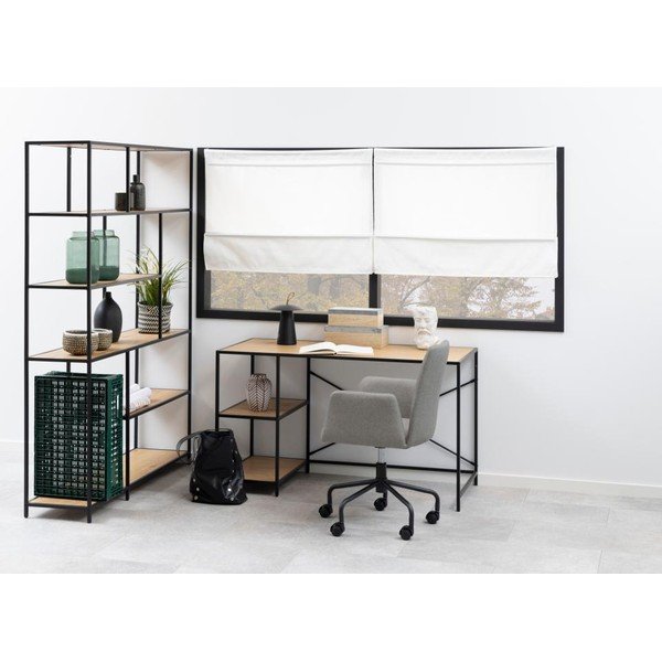 Черна/естествена библиотека от декор от дъб  135x185 cm Seaford – Actona-image-1