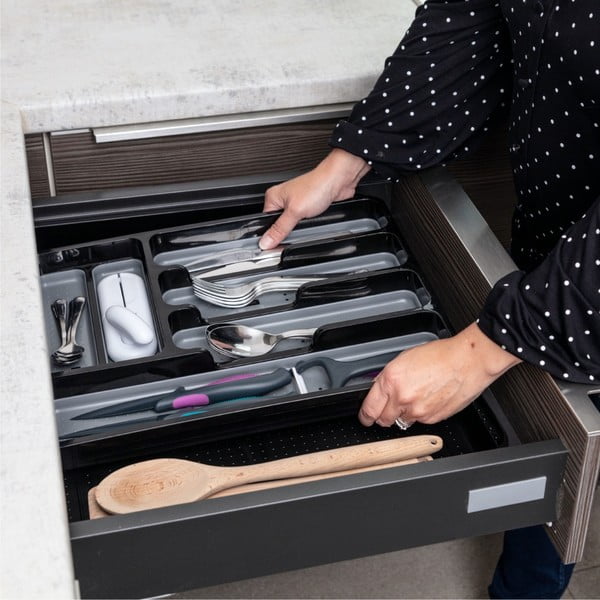 Черно-сив пластмасов разтегателен шкаф за чекмеджета 41,5 x 35 cm - Addis-image-3
