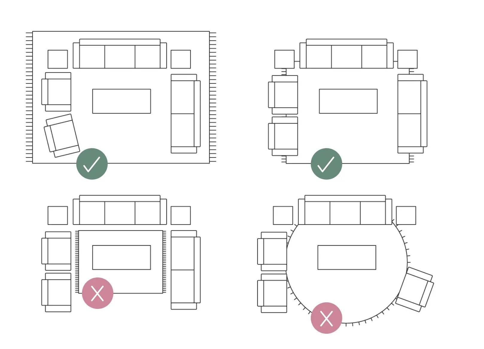Как да изберем килим? По-добре изберете по-голям размер, за да изглежда стаята по-унифицирана. Проблем може да бъде и кръглият килим, който по-добре се съчетава с кръгли мебели.