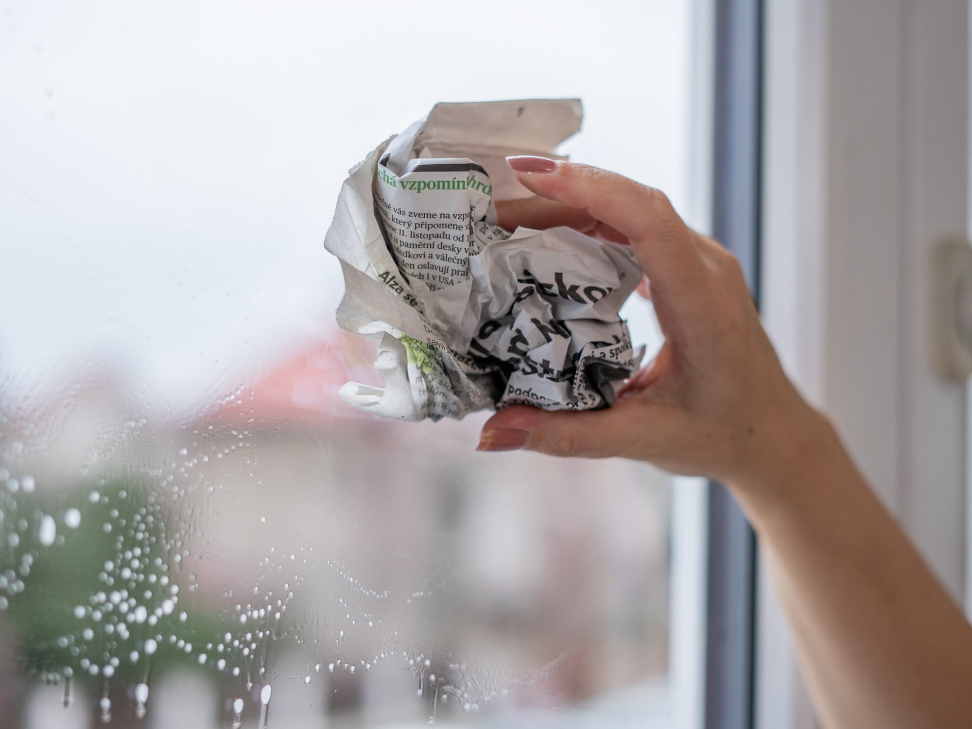 Пазете се от миене на прозорците с вестници: част от боята може да изтече от тях и да изцапа светлите рамки на прозорците.
